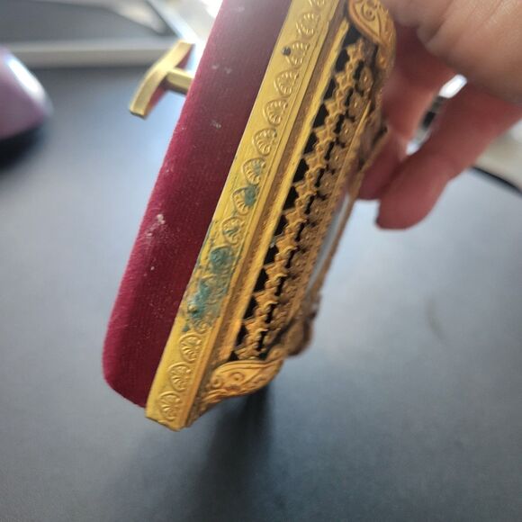 Reuge Music Box Vntg Ornate Gold Framed Madonna & Child Icon Religious FLAW - Picture 9 of 10